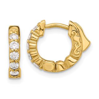 14k Yellow Gold 12.1mm .46ctw Round Hoop w/ Safety Clasp Diamond Earrings
