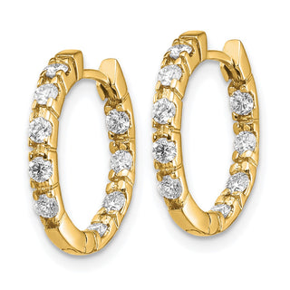 14k Yellow Gold 16mm AA Diamond Hinged Hoop Earrings