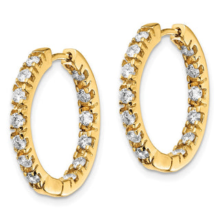 14k Yellow Gold 24mm AA Diamond Hinged Hoop Earrings