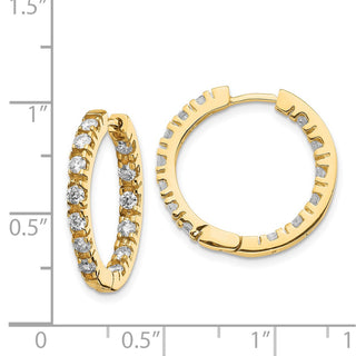 14k Yellow Gold 24mm AA Diamond Hinged Hoop Earrings