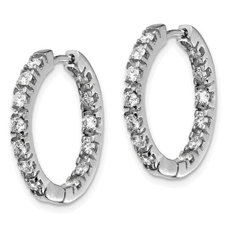 14k White Gold 24mm AA Diamond Hinged Hoop Earrings