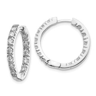 14k White Gold 23mm A Diamond Hinged Hoop Earrings