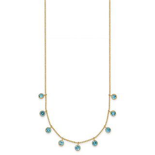 14k Yellow Gold Blue Topaz w/2in ext. Necklace