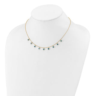 14k Yellow Gold Blue Topaz w/2in ext. Necklace