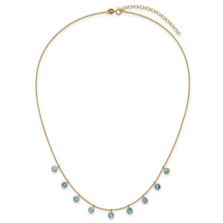 14k Yellow Gold Blue Topaz w/2in ext. Necklace