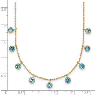 14k Yellow Gold Blue Topaz w/2in ext. Necklace