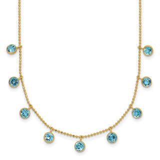 14k Yellow Gold Blue Topaz w/2in ext. Necklace