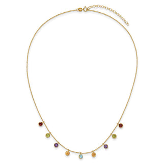 14k Yellow Gold Multi-color Gemstone Necklace w/ 2in ext.