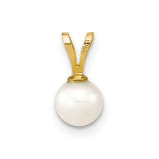 14k Yellow Gold 5-6mm Round White Freshwater Cultured Pearl Pendant