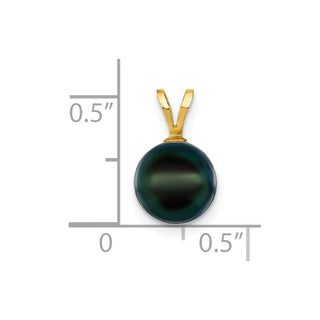 14k Yellow Gold Gold 8-9mm Black Saltwater Akoya Cultured Pearl Pendant