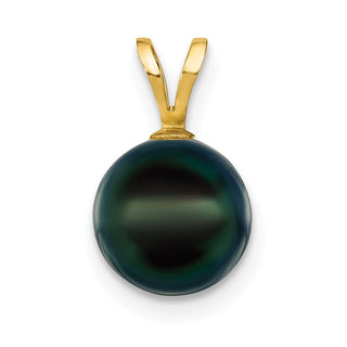 14k Yellow Gold Gold 8-9mm Black Saltwater Akoya Cultured Pearl Pendant