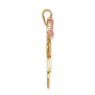 14k Yellow, White and Rose Gold Large Girl Left and Boy Right Pendant XK103