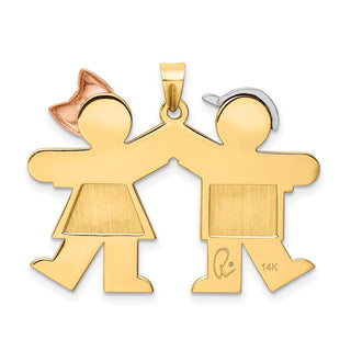 14k Yellow, White and Rose Gold Large Boy Left and Girl Right Pendant XK104