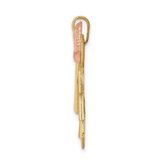 14k Yellow and Rose Gold Double Girl Kids Pink Bow Pendant