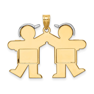 14k Yellow and White Gold Large Double Boys Pendant XK106