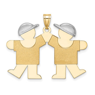 14k Yellow and White Gold Large Double Boys Pendant XK106