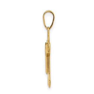 14k Yellow Gold Solid Satin Engravable Boy Jumping Pendant XK108