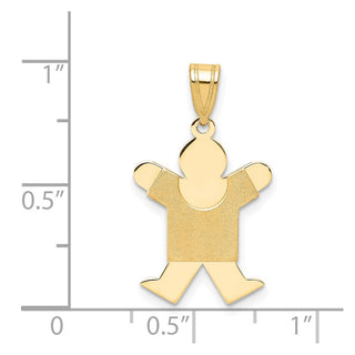 14k Yellow Gold Solid Satin Engravable Boy Jumping Pendant XK108