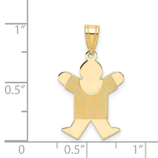 14k Yellow Gold Solid Satin Engravable Boy Jumping Pendant XK108