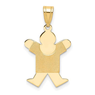 14k Yellow Gold Solid Satin Engravable Boy Jumping Pendant XK108