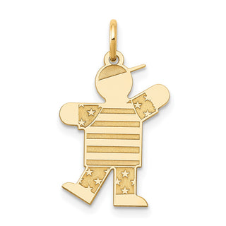 14k Yellow Gold Boy w/ Stars and Stripes Charm XK1129Y