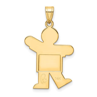 14k Yellow Gold Solid Satin Engravable Boy Pendant XK113