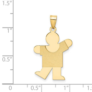14k Yellow Gold Solid Satin Engravable Boy Pendant XK113