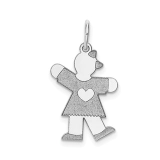 14k White Gold Girl w/Heart Charm XK1138W