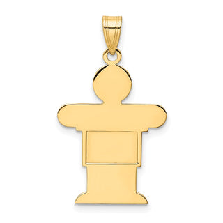 14k Yellow Gold Solid Satin Engravable Boy Pendant XK114