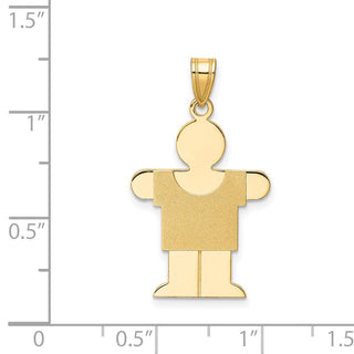 14k Yellow Gold Solid Satin Engravable Boy Pendant XK114