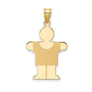 14k Yellow Gold Solid Satin Engravable Boy Pendant XK114