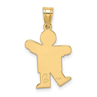 14k Yellow Gold Solid Satin Engravable Boy Charm XK117
