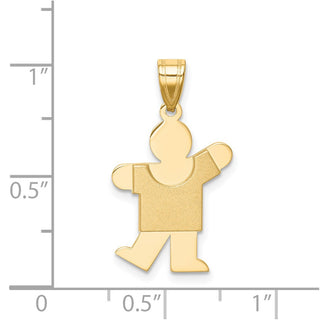 14k Yellow Gold Solid Satin Engravable Boy Charm XK117