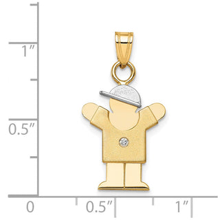 14k Two-tone Gold A Diamond Kid Pendant XK189A
