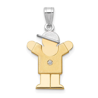 14k Two-tone Gold A Diamond Kid Pendant XK189A
