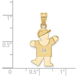 14k Yellow Gold A Diamond Kid Pendant XK190A
