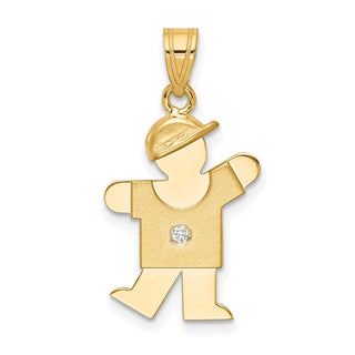 14k Yellow Gold A Diamond Kid Pendant XK190A
