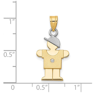 14k Two-tone Gold A Diamond Kid Pendant XK192A