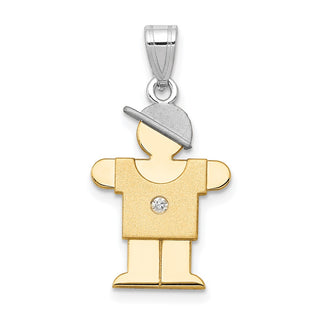 14k Two-tone Gold A Diamond Kid Pendant XK192A