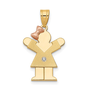 14k Two-tone Gold A Diamond Kid Pendant XK197A
