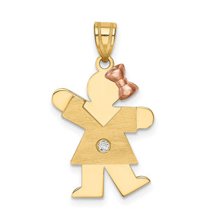 14k Two-tone Gold A Diamond Kid Pendant XK198A