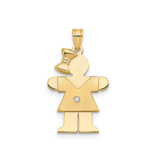 14k Yellow Gold A Diamond Kid Pendant XK200A