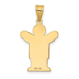 14k Yellow Gold Solid Satin Engravable Boy Pendant XK201