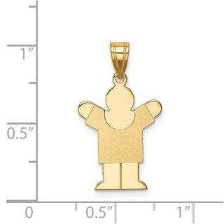 14k Yellow Gold Solid Satin Engravable Boy Pendant XK201