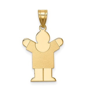 14k Yellow Gold Solid Satin Engravable Boy Pendant XK201