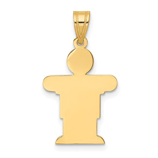 14k Yellow Gold Solid Satin Engravable Boy Charm XK202