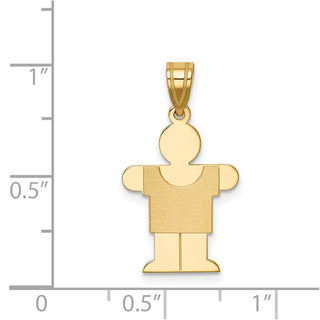 14k Yellow Gold Solid Satin Engravable Boy Charm XK202