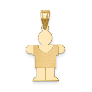 14k Yellow Gold Solid Satin Engravable Boy Charm XK202