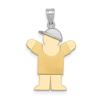 14k Yellow and White Gold Small Boy w/ Hat On Right Pendant XK203