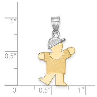 14k Yellow and White Gold Small Boy w/ Hat On Left Pendant XK204